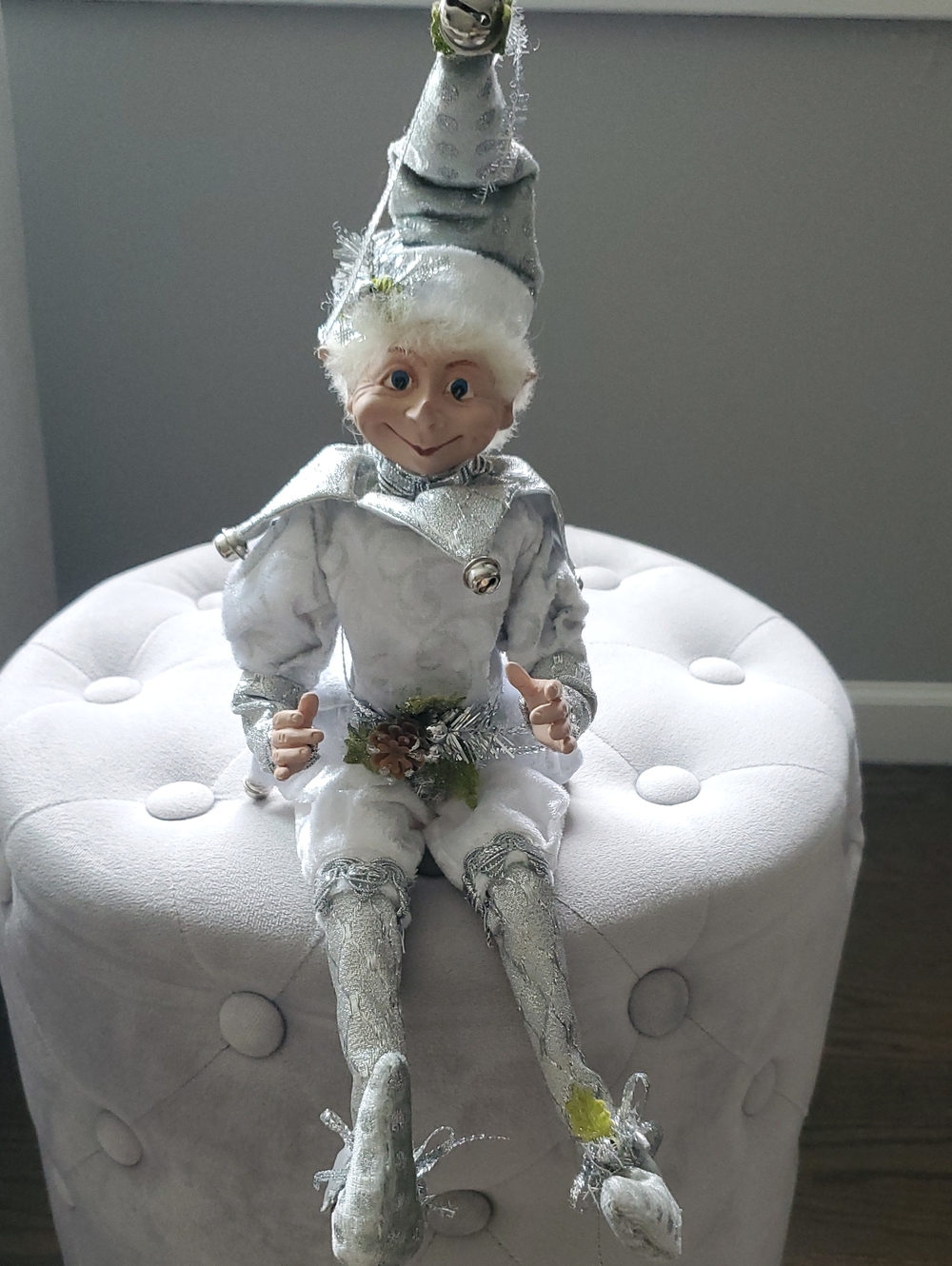 Robert Stanley White & Silver Plush Elf Holiday Doll - Decorative Kids Toy NWT